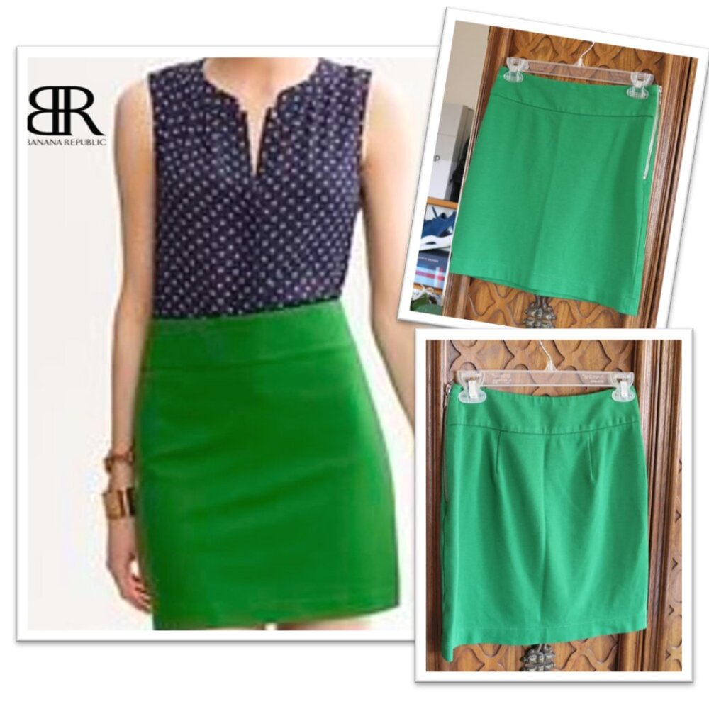 BANANA REPUBLIC Retro High-Waist Pencil Skirt - Kelly Green, Size 00P